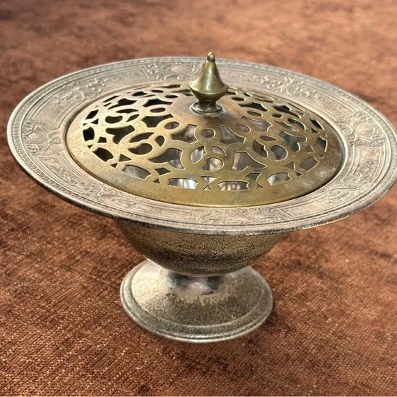 Sterling Silver Flower Arranger with Brass Screen - Picture 4 of 16